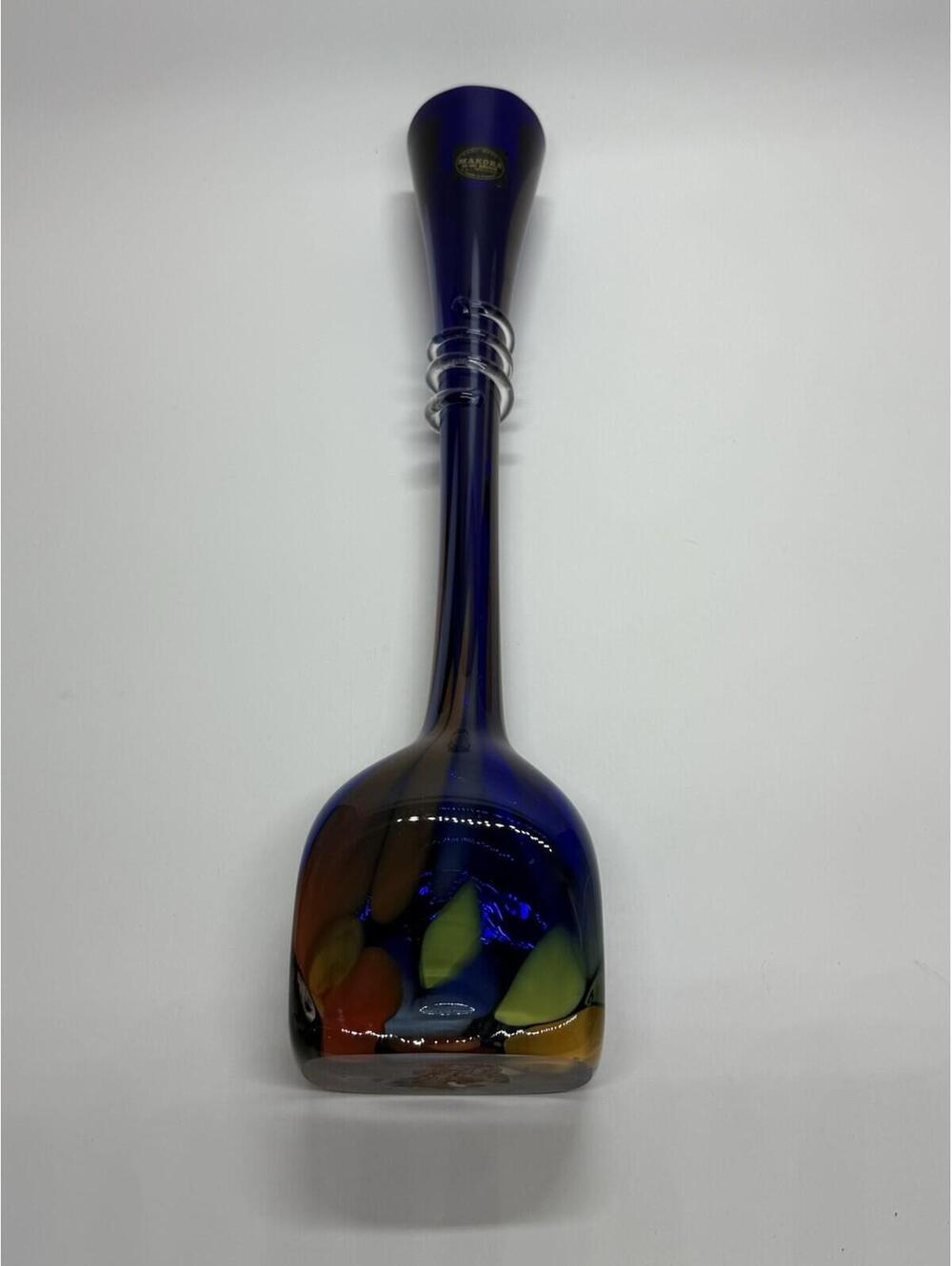Makora Poland 16” Cobalt Blue Art Glass Vase Hand Made No Chips